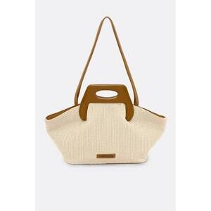 NEW THEMOIRÈ women's dhea straw tote bag in shell and caramel